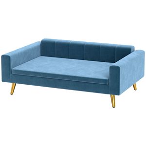 Canapé pour chien en velours moderne, lit pour animaux de compagnie en forme de beignet, pour chiens de petite à moyenne taille, bleu foncé - pour la saison d'automne - Product Image 1