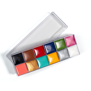 พาเลทสีทาหน้าและผิวกายแบบครีมสูตรน้ำมัน 12 สี เนื้อแมตต์และชิมเมอร์ สีสันสดใสสำหรับแต่งหน้าฮาโลวีน คอสเพลย์ และการแสดงบนเวที - Product Image 4