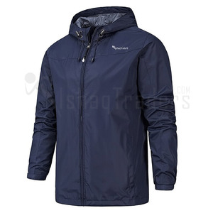 Veste en polyester unie pour homme, coupe-vent, écologique, respirante, à col montant, décontractée, pour l'automne, avec fermeture éclair sur le devant - Product Image 3