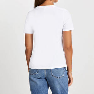 Camisetas de Lujo para Mujer, Tela de Algodón Premium, Transpirable, Suave al Tacto, Ropa Casual de Verano / Mangas Cortas, Cuello Redondo, Elegante, Corte Ajustado - Product Image 3