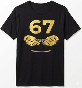 เสื้อยืดกราฟิกสั่งทำพิเศษสำหรับผู้ชาย - ดีไซน์มินิมอลหมายเลข 67 และลายมือ - Product Image 3