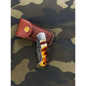 Cuchillo de Bolsillo Multifuncional Burraq, Hecho a Mano con Acero de Damasco, 8 Pulgadas, Funda de Cuero, OEM, Regalo de Aniversario, para Padrinos de Boda - Product Image 2