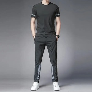 Conjunto Deportivo Informal Transpirable con Capucha y Estampado para Otoño, Unisex, Camiseta de Manga Larga de Color Sólido, Pantalones con Cintura Elástica y Bolsillos Laterales - Product Image 2