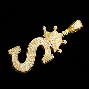 Pendentif de luxe pour homme, lettre S exclusive, entièrement plaqué or, moissanite, style hip-hop personnalisé, prix abordable, diamant brillant - Product Image 3