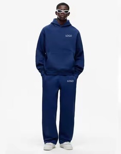 <b>Tracksuit</b> Set Comfortable Top Seller 2-Piece Design Men's Casual Winter Sports Zipper Hooded Solid Heavyweight - Product Image 1