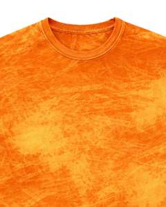 T-shirt personnalisé en coton délavé orange pour homme, col rond, manches courtes, style streetwear décontracté, vintage, OEM, vente en gros - Product Image 3