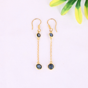 Boucles d'oreilles pendantes minimalistes en argent sterling 925 avec pierre précieuse kyanite bleue naturelle - Product Image 4