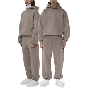 Conjunto Deportivo Unisex con Capucha, Color Sólido, Corte Holgado Informal, 100% Poliéster, Sudadera Larga, Pantalones para Correr, Transpirable para Invierno - Product Image 1