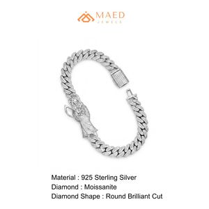 สร้อยข้อมือแบบ Cuban Link ฮิปฮอปสำหรับผู้ชาย เงินแท้ 925 ประดับโมอิสซาไนต์ ชุบเงิน/ทอง/โรสโกลด์ - Product Image 6