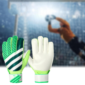 Football Goalkeeper Gloves Full Finger Non-Slip Breathable Adjustable Wrist <b>Strap</b> Unisex Green White PU Leather Silicone Printed - Product Image 2
