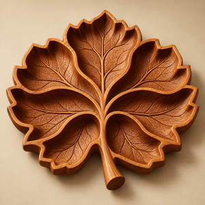Handcrafted Wooden Leaf Shape Multi <b>Compartment</b> Serving Tray for Snacks Dry Fruits and Appetizers - Product Image 2