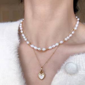 Popular Luxury Freshwater Pearl Necklace Double Sided 4-5mm <b>Love</b> Chain Daily Accessory <b>Ornament</b> Neckland Collection - Product Image 3