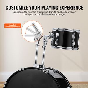 Set Batteria Completo XL 5 Pezzi per Adulti con Pelli di Betulla, Bass Drum, Tom, Rullante, Grancassa e Supporti Regolabili - Product Image 4