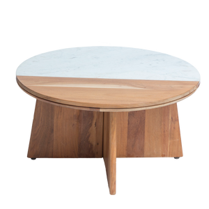 Table basse ronde Vandana Aston Vento en bois d'acacia et marbre - Product Image 5