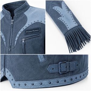 New Arrival Men's Fashion Fringe Leather <b>Jacket</b> <b>Western</b> Cowboy Biker Motorcycle Tassel Studded Outerwear Stand OEM ODM Custom - Product Image 4
