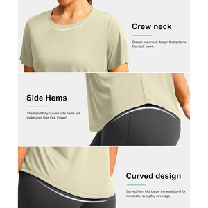 Hot Sale Womens Workout T Shirt Durable Double Stitch Soft Fabric Breathable Fitness <b>Top</b> Wholesale OEM - Product Image 2