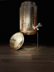 Brass Beverage <b>Dispenser</b> with Hammered Finish Decorative <b>Drink</b> Urn with Lid Spigot and Stand for Events Hotels Restaurants - Product Image 4