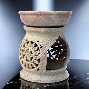 Brûleur d'huile en pierre ollaire fait main |   Diffuseur d'huiles essentielles |   Décoration d'intérieur aromathérapeutique |   Porte-encens en pierre naturelle - Product Image 2