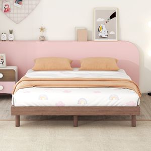 Letto a piattaforma flottante moderno color noce con struttura in legno - Product Image 3
