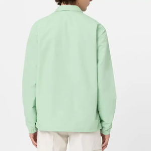 Mint Green Trendy Casual Coach <b>Jacket</b> Windbreaker Snap Button Front Lightweight Nylon Fabric Spring Wear Gear - Product Image 2
