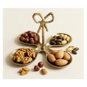 Bandejas Modernas en Forma de Trébol con Asa de Lazo, Acabado en Latón y Aluminio, Plato para Servir Bocadillos, Nueces, Soporte Decorativo para Adornos - Product Image 2