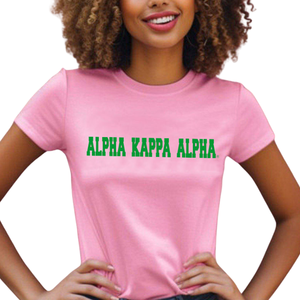 Camiseta Universitaria AKA para Mujer, Color Rosa, Manga Corta, Cuello Redondo, Algodón, Diseño Gráfico, Ropa para Eventos de Hermandad, Ropa Casual para el Campus - Product Image 3