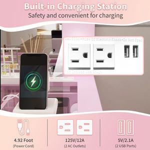 Macaron 9 Drawer Dressing Table Set with 12 Tri-Color LED Light Bulbs Particleboard & Melamine Finish <b>Makeup</b> <b>Vanities</b> - Product Image 5