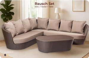 Sofá Seccional en Forma de L de 7 Plazas con Mesa, Sofá de Exterior Tejido, Conjunto de Salón para Patio - Product Image 2