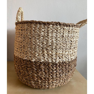 Grand panier tressé en jonc de mer avec poignée, organiseur rustique écologique, panier multi-usage - Product Image 3