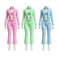 Ensemble de vêtements de sport personnalisés pour le yoga, la gym et la remise en forme, veste et leggings et soutien-gorge, ensemble de 3 pièces pour femmes