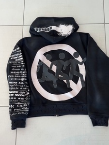 เสื้อฮู้ดครอปโอเวอร์ไซส์สีดำพิมพ์ลาย แขนปกติ ยูนิเซ็กส์ ผ้าถักสำหรับฤดูใบไม้ร่วง ปี 2026 คุณภาพเยี่ยม ราคาถูก - Product Image 4