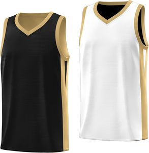 เสื้อบาสเก็ตบอลแบบขายส่ง คอวี แขนกุด ผ้าตาข่ายโพลีเอสเตอร์ ระบายอากาศได้ดี ชุดกีฬา พิมพ์ลายแบบซับลิเมชั่น บริการ OEM - Product Image 1