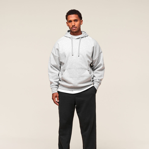Sudadera con Capucha Extra Grande para Hombre, Color Sólido, Felpa, Informal, Gris, Manga Larga, para Otoño - Product Image 1