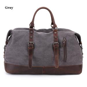 Bolsa de Viaje de Lona y Cuero, Moderna, Resistente, Impermeable, Estilo Vintage, Bolsa de Lona para Llevar Equipaje, Bolsa de Fin de Semana, Bolsa de Gimnasio, Gran Capacidad, LCTB-0039 - Product Image 4