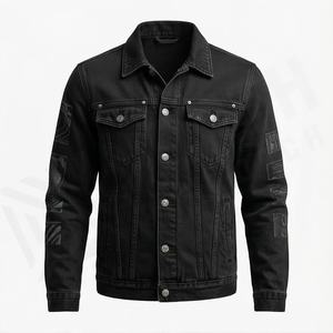 <b>Funky</b> Streetwear High Quality Quick Dry Breathable Winter Denim <b>Jacket</b> for Men's All Sizes Front Logo Customizable Coats - Product Image 2