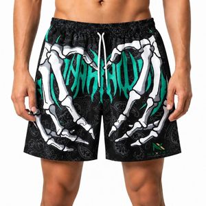 Pantalones Cortos Deportivos de Verano para Hombre con Estampado de Mano de Esqueleto, de Secado Rápido, Transpirables, de Poliéster, Estilo Urbano Gótico - Product Image 1
