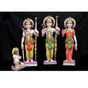 White Stone Lord Ram Darbar Worship Statue with Das Hanuman - Product Image 3