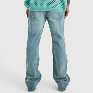 Jeans de mezclilla para hombre, corte ajustado, cintura alta, lavado a la piedra, pierna recta, algodón, casual, peso medio, estilo primavera - Product Image 4