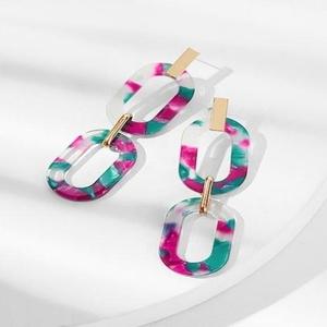 Boucles d'oreilles en résine pour femmes et filles, bijoux fantaisie, boucles d'oreilles en résine faites à la main, prix de gros - Product Image 2