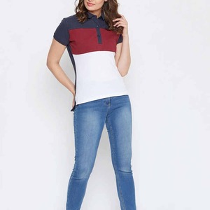 เสื้อโปโลผู้หญิงแขนสั้นผ้าฝ้ายลำลอง คอปกตัดสี ราคาส่ง รับสกรีนโลโก้ - Product Image 4