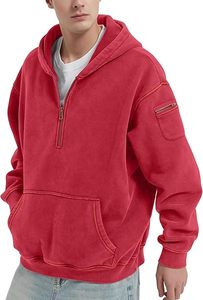 Sweat à capuche oversize en molleton épais 100% coton, personnalisable en gros, avec fermeture éclair quart de tour, délavé à l'acide, effet vieilli vintage, pour l'hiver, style survêtement - Product Image 3