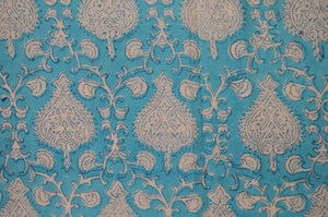 Tela 100% algodón turquesa con estampado paisley impreso a mano |   Tela para Correr Jaipur Mughal Buta al por Mayor - Product Image 2