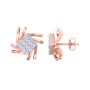 Luxury 18K Rose Gold Lab Grown Princess Cut Solitaire Diamond Stud <b>Earrings</b> Women's Elegant <b>Fine</b> Jewelry Wholesale Supplier - Product Image 1