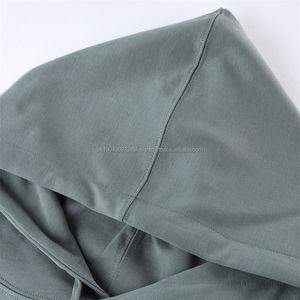 เสื้อฮู้ดผ้าฝ้าย100% พิมพ์ลายพัฟโลโก้ตามสั่งเสื้อสวมหัวสำหรับผู้ชายสไตล์สตรีทแวร์ไม่มีลายเรียบ - Product Image 4