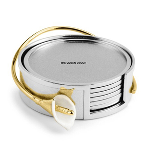 Stone Coasters for <b>Cup</b> <b>Mat</b> for Drink Set of 4 Promotional Gift Wholesale Custom Unique Design Aluminum Metal - Product Image 6