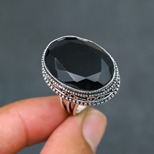 Magnifique bague en onyx noir moderne, très tendance, en argent sterling 925 massif, bijoux faits à la main, vente en gros directe usine - Product Image 3