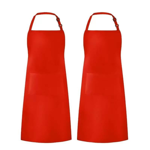 Delantal de Chef Unisex de Lona de Polialgodón Premium de 240 GSM, Correa Ajustable para el Cuello, Media Manga, Bolsillo Frontal, Rojo, Personalizado para Restaurante o Bar - Product Image 1