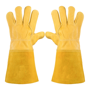 Nouveaux gants de soudage TIG en cuir de vachette jaune de 14 pouces avec doublure en Kevlar, vente chaude, gants de travail résistants à la chaleur pour soudeurs - Product Image 1