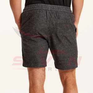Shorts en coton décontractés pour hommes, imprimés sur mesure, respirants, pour la plage, vente en gros, gris foncé, avec cordon de serrage et poches - Product Image 2