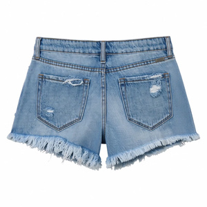 Jeans de mujer de cintura alta, rasgados, casuales, de pierna recta, con dobladillo deshilachado, cierre de botones delantero, con bolsillos, para verano y playa, de Bangladesh - Product Image 6